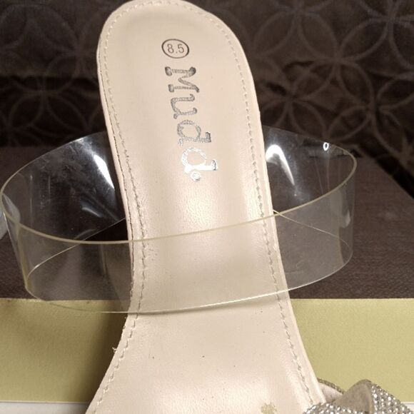 Mudd Silver Double Braid Square Toe Clear Heel Slip On Kitten Heels Sz 8… - Picture 5 of 9